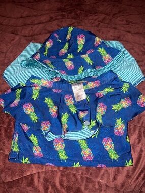 Skin Navy Girls Pineapple Swim Set with Multicolor Fruit Print